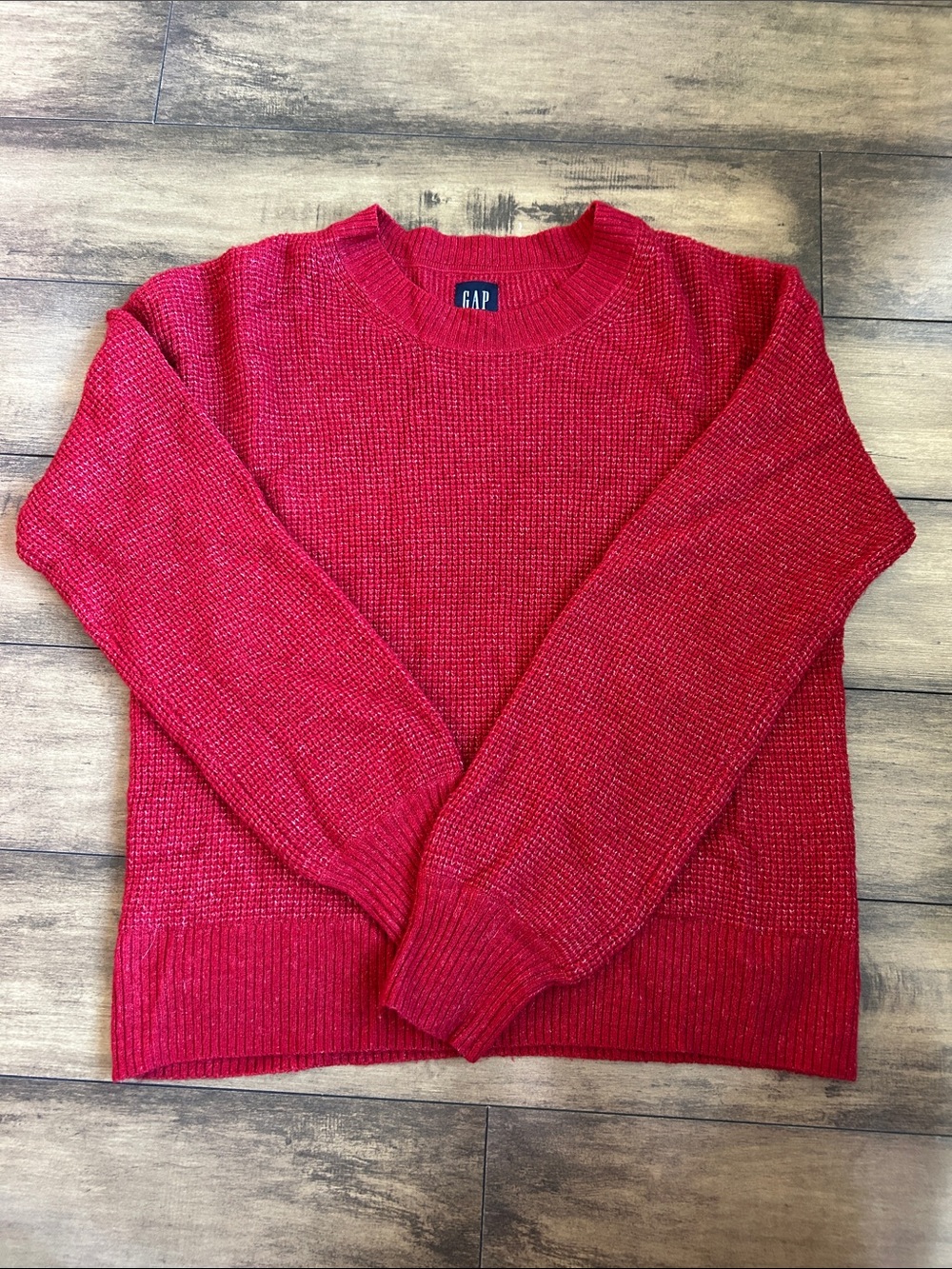 GAP women’s Red Crewneck Waffle Sweater